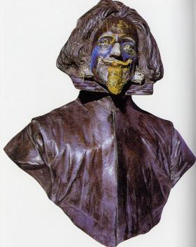 Salvador Dali : Bust of Velazquez Turning Into Three Figures Conversing
